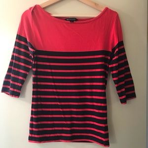 French Connection red/navy striped boatneck top